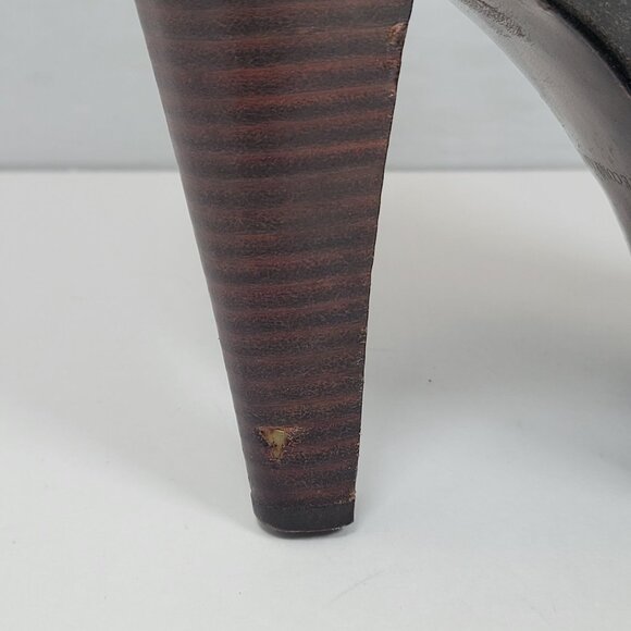 Frye Harlow Campus Women's Charcoal/Black High Heel Tall Boots 77343 US Size 6M - Picture 8 of 13